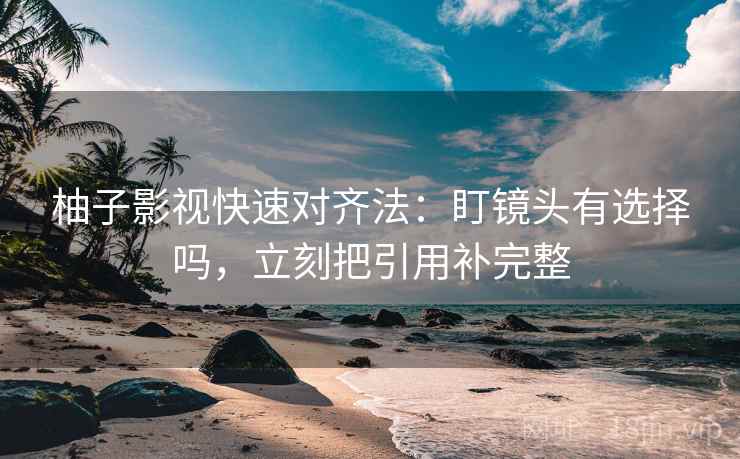 柚子影视快速对齐法:盯镜头有选择吗,立刻把引用补完整 柚子影视快速对齐法:盯镜头有选择吗,立刻把引用补完整